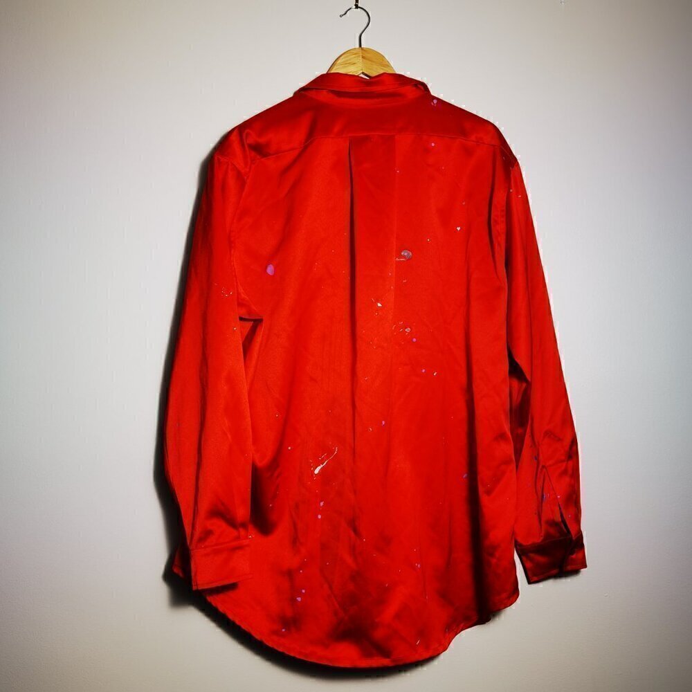 Mashat red splash dress shirt men size L - Picture 2 of 2